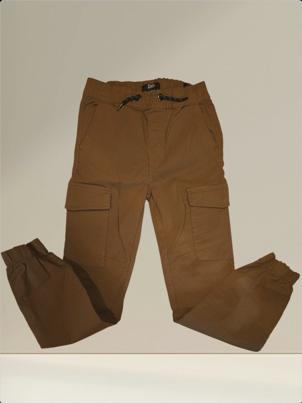 Boy's Cargo Jogger Brown Pants-Size Lg